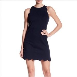 Vince Camuto navy scalloped dress